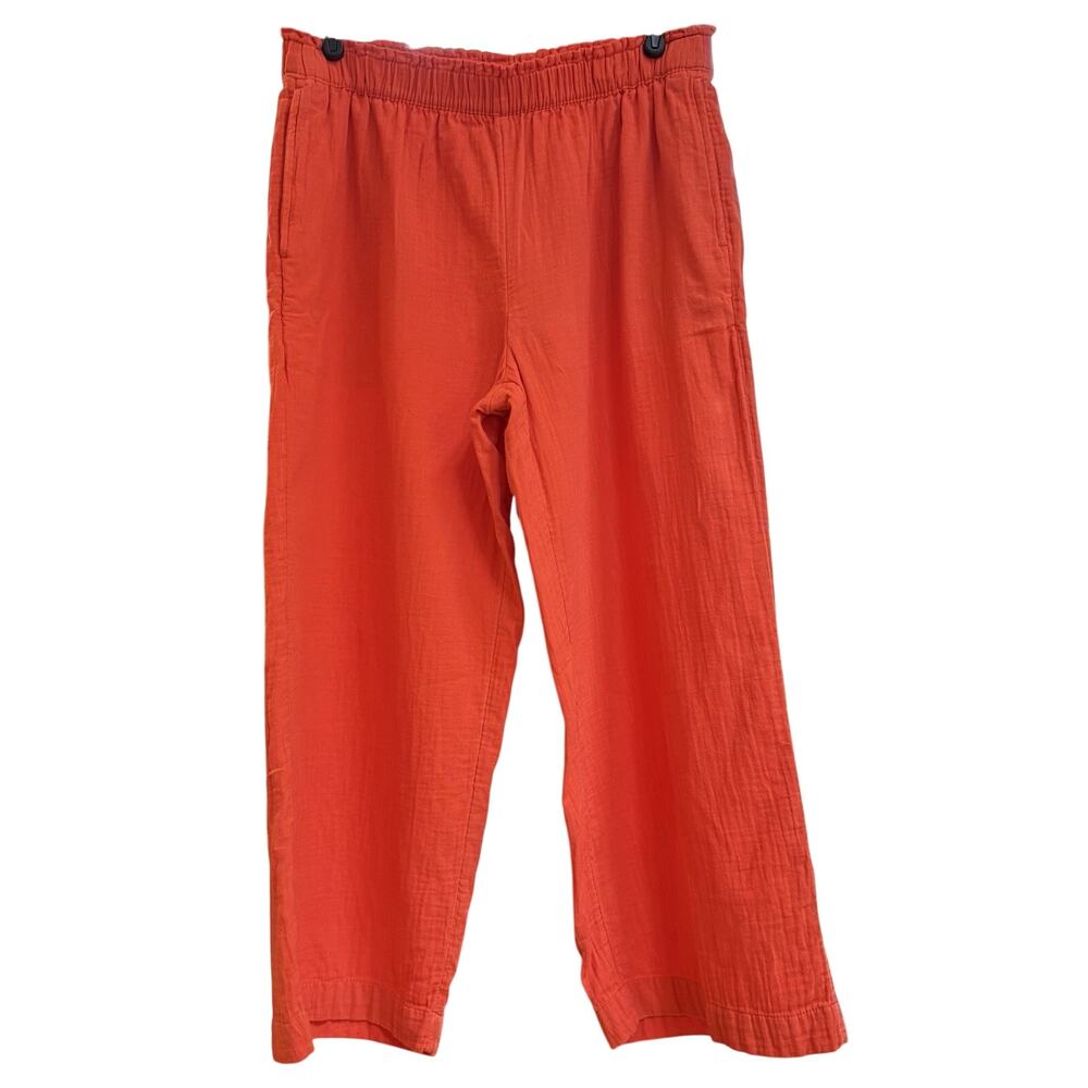 Old Navy Wide Leg Pants Womens Lrg Orange Cotton Cropped Coastal Colorful Preppy